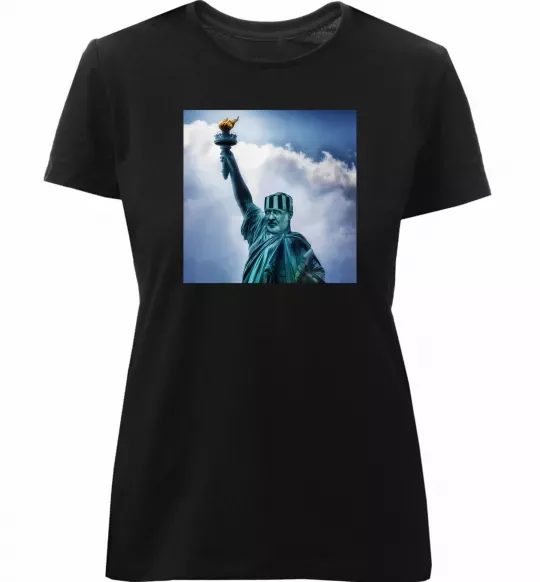 Женская премиум футболка Коломойський статуя Черный фото