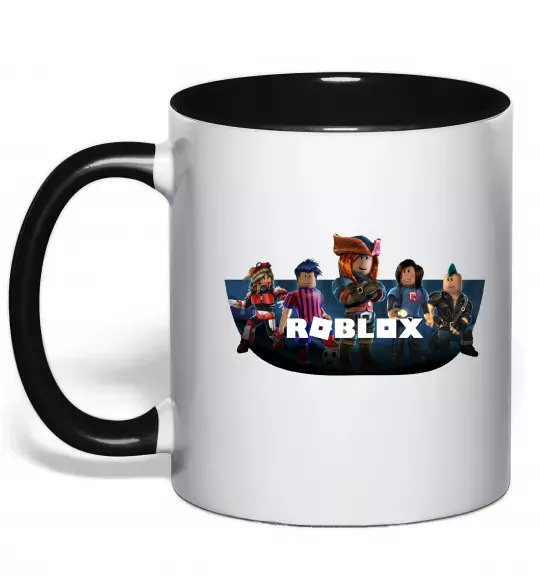 Чашка з кольоровою ручкою Roblox Чорний фото