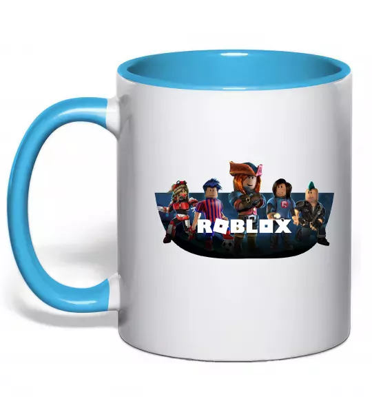 Чашка з кольоровою ручкою Roblox Блакитний фото
