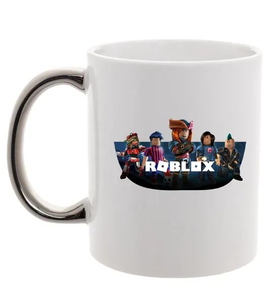 Чашка з кольоровою ручкою Roblox Срібло фото