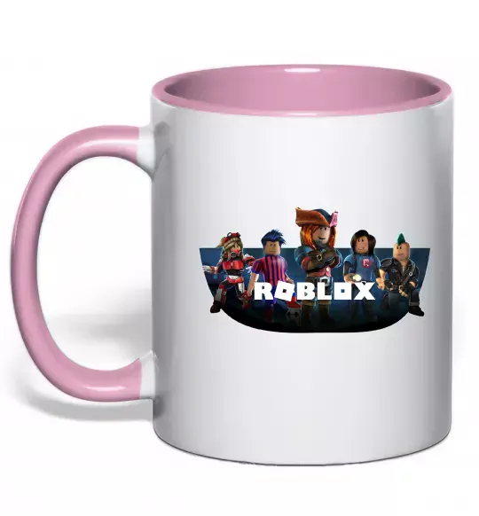 Чашка з кольоровою ручкою Roblox Ніжно рожевий фото