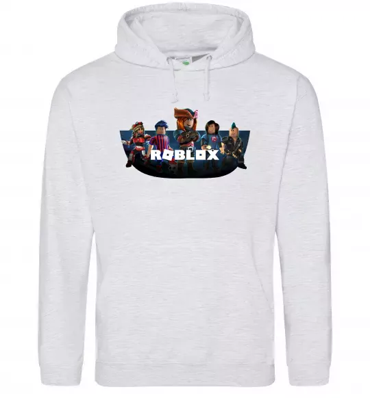 Мужская толстовка (худи) Roblox Серый меланж фото