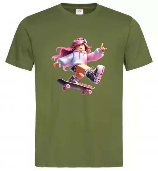 Мужская футболка Skater girl Roblox Оливковый фото