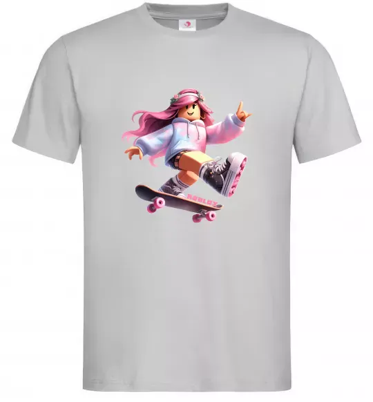 Мужская футболка Skater girl Roblox Серый фото