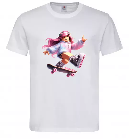 Мужская футболка Skater girl Roblox Белый фото