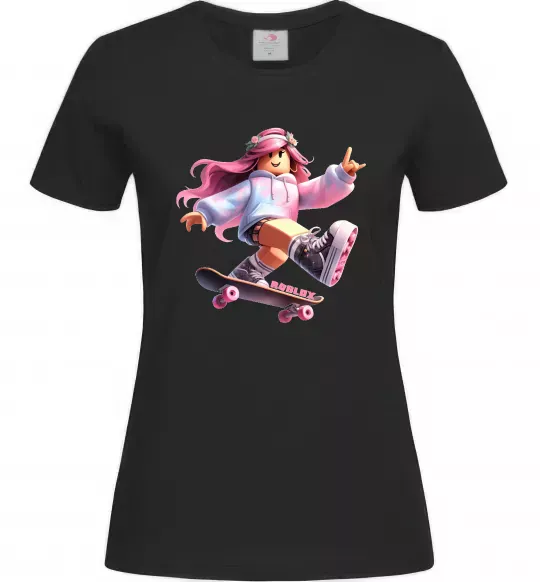 Женская футболка Skater girl Roblox Черный фото