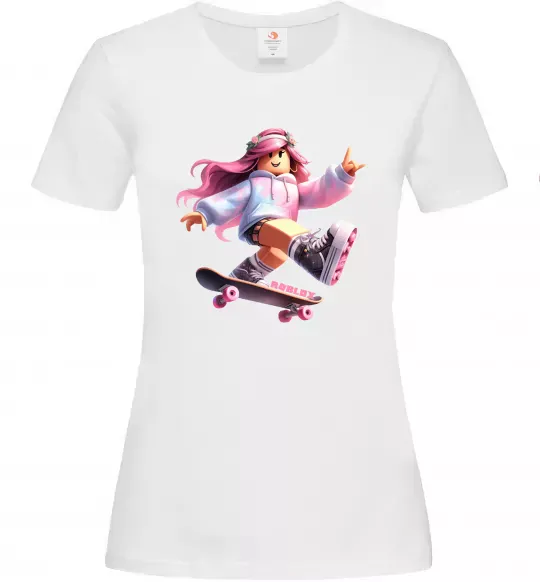 Женская футболка Skater girl Roblox Белый фото