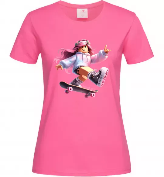 Женская футболка Skater girl Roblox Ярко-розовый фото