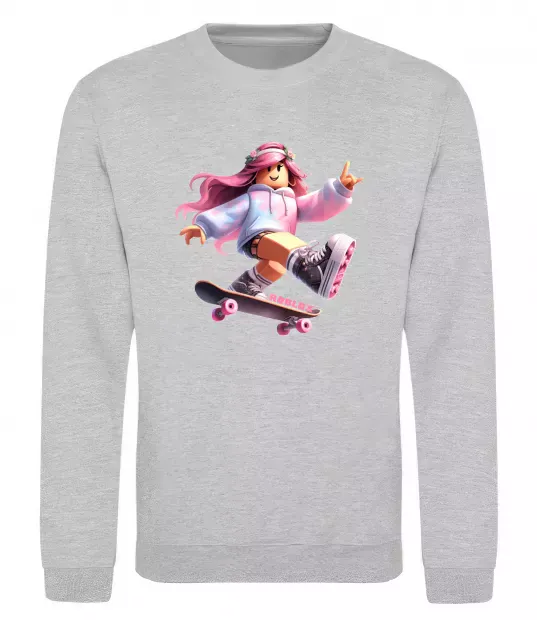 Світшот Skater girl Roblox Сірий меланж фото