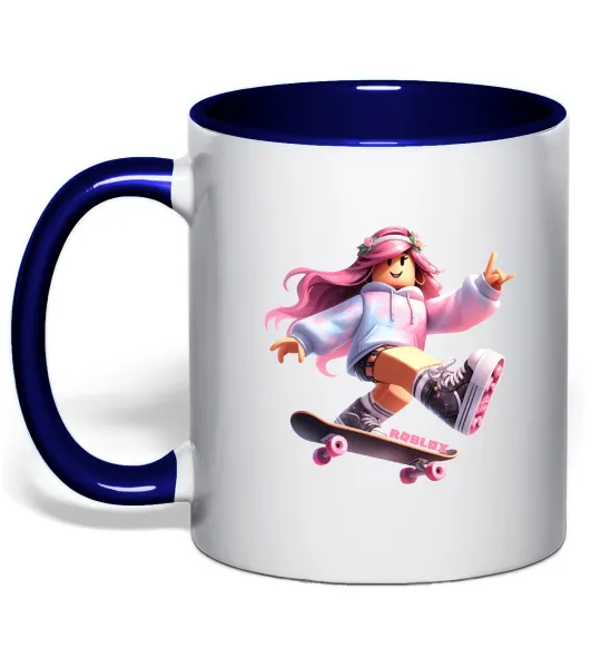 Чашка с цветной ручкой Skater girl Roblox Глубокий темно-синий фото