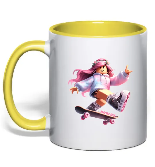 Чашка з кольоровою ручкою Skater girl Roblox Лимонний фото