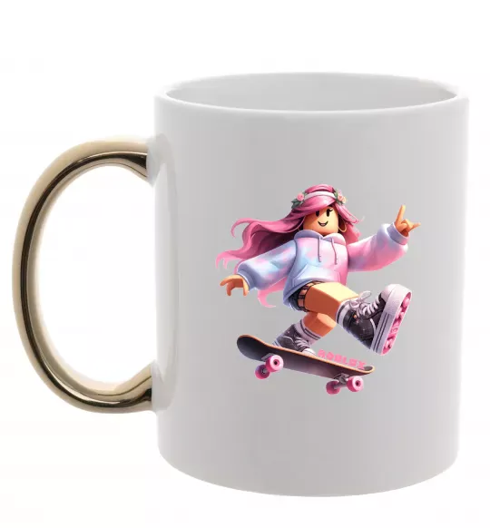 Чашка с цветной ручкой Skater girl Roblox Золото фото