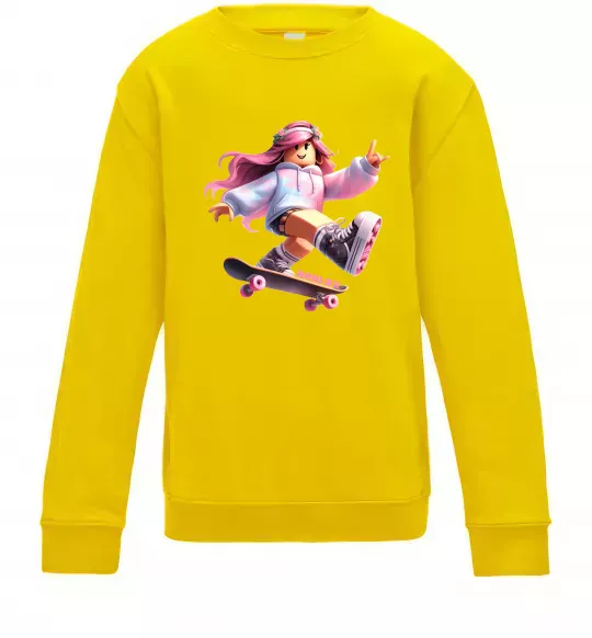 Детский Свитшот Skater girl Roblox Солнечно желтый фото