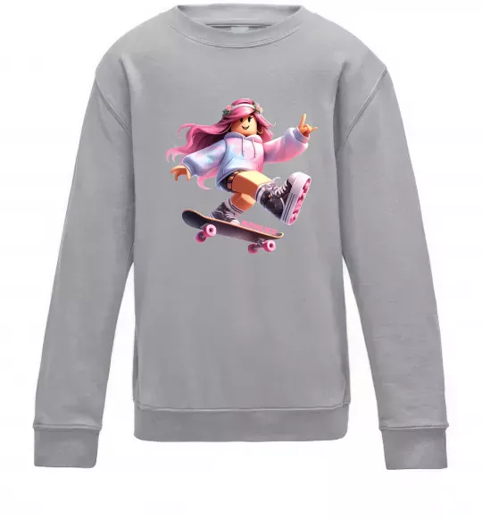 Детский Свитшот Skater girl Roblox Серый меланж фото