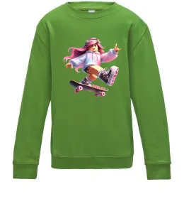 Дитячий світшот Skater girl Roblox Лаймовий фото