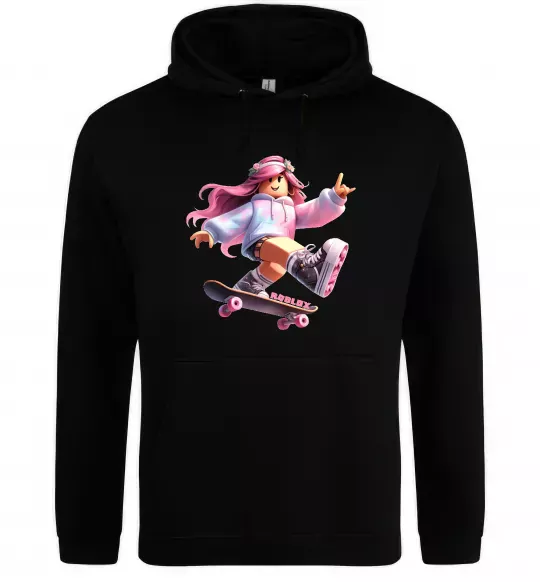 Мужская толстовка (худи) Skater girl Roblox Черный фото