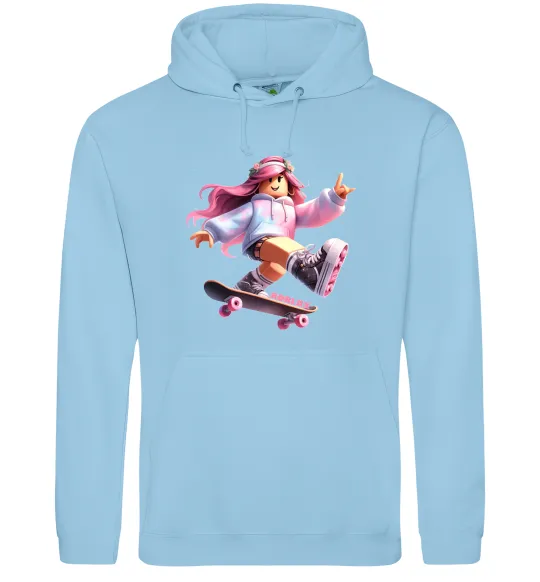 Мужская толстовка (худи) Skater girl Roblox Голубой фото