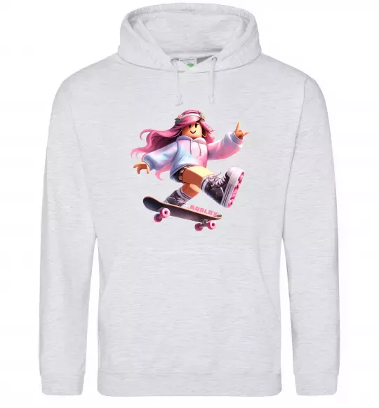 Женская толстовка (худи) Skater girl Roblox Серый меланж фото