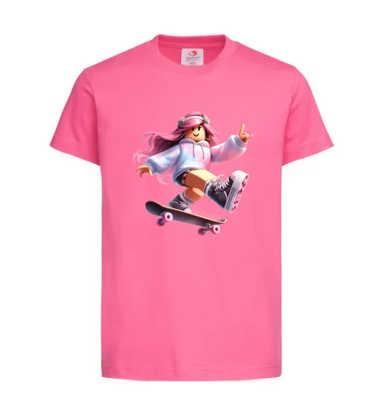Детская футболка Skater girl Roblox Ярко-розовый фото