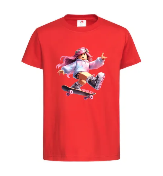 Детская футболка Skater girl Roblox Красный фото