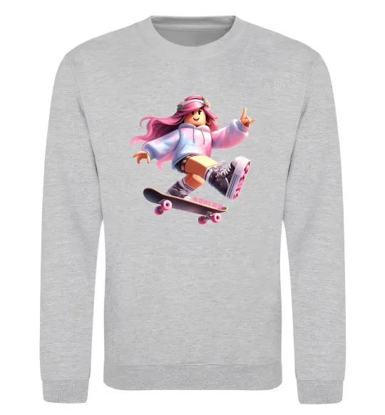 Світшот Skater girl Roblox Сірий меланж фото