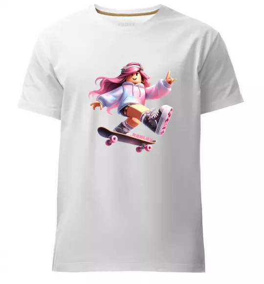 Мужская премиум футболка Skater girl Roblox Белый фото