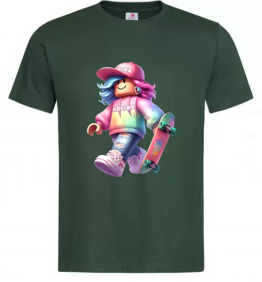 Мужская футболка Skate girl Темно-зеленый фото