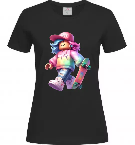 Женская футболка Skate girl Черный фото