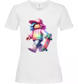 Женская футболка Skate girl Белый фото