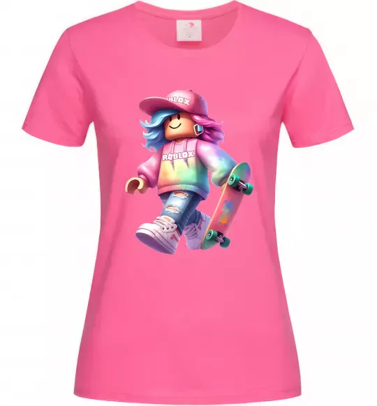 Женская футболка Skate girl Ярко-розовый фото