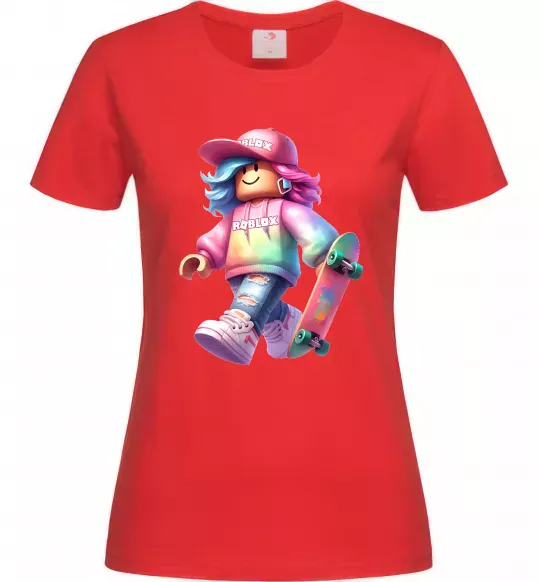 Женская футболка Skate girl Красный фото