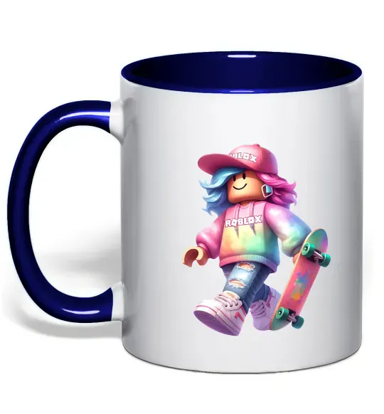 Чашка с цветной ручкой Skate girl Глубокий темно-синий фото