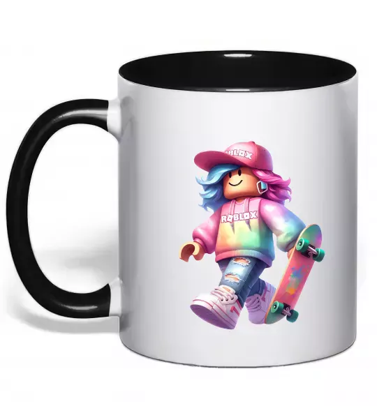 Чашка с цветной ручкой Skate girl Черный фото