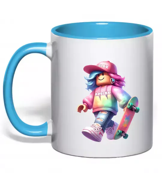 Чашка с цветной ручкой Skate girl Голубой фото