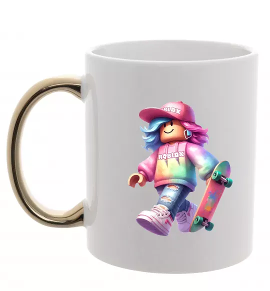 Чашка с цветной ручкой Skate girl Золото фото