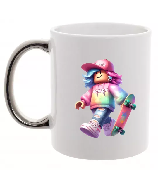 Чашка с цветной ручкой Skate girl Серебро фото