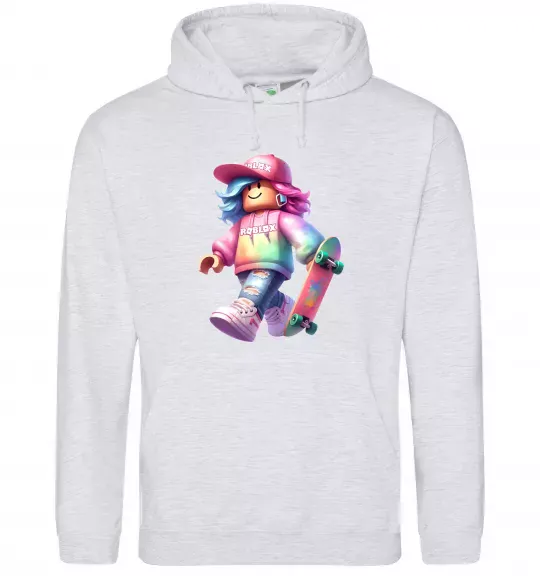 Чоловіча толстовка (худі) Skate girl Сірий меланж фото