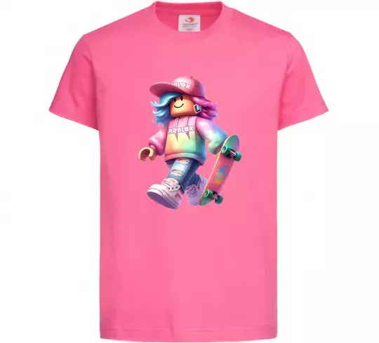 Дитяча футболка Skate girl Яскраво-рожевий фото