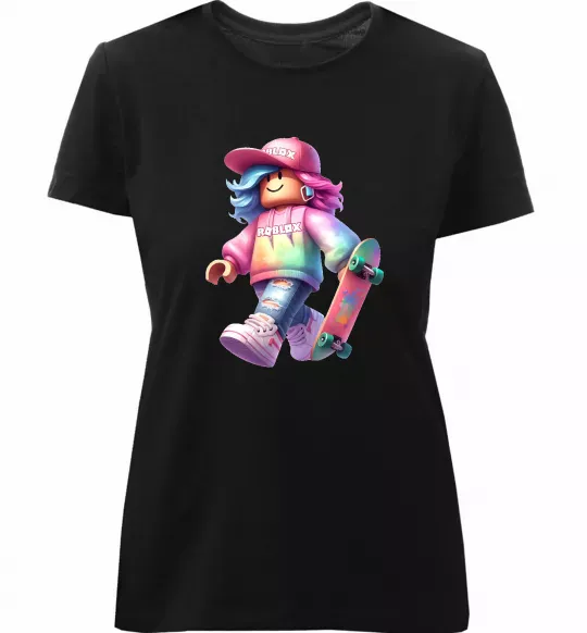 Жіноча преміум футболка Skate girl Чорний фото