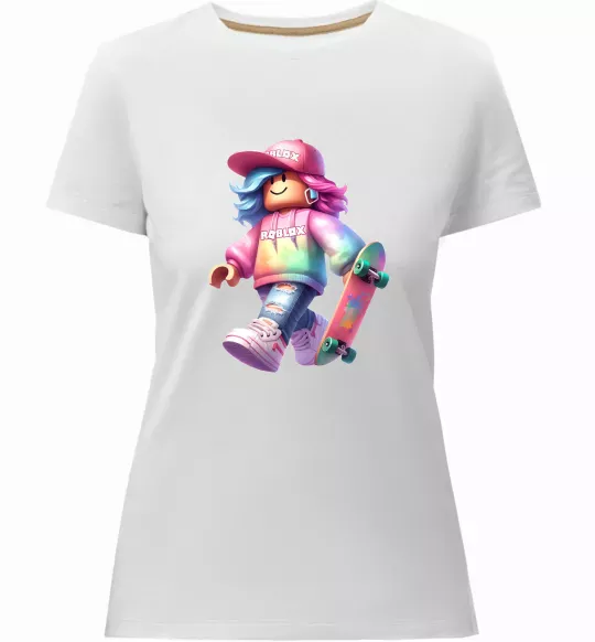 Жіноча преміум футболка Skate girl Білий фото