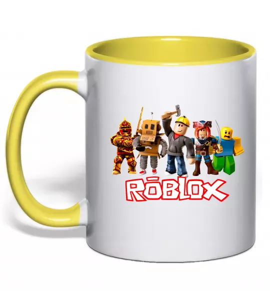Чашка з кольоровою ручкою Роблокс персонажі Сонячно жовтий фото