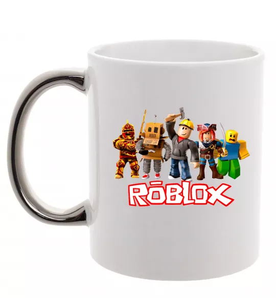 Чашка з кольоровою ручкою Роблокс персонажі Срібло фото