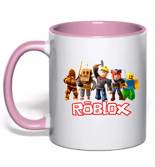 Чашка з кольоровою ручкою Роблокс персонажі Ніжно рожевий фото