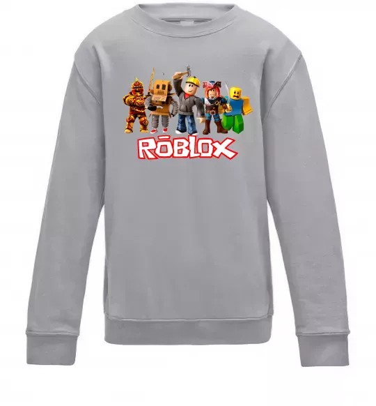 Детский Свитшот Роблокс персонажі Серый меланж фото