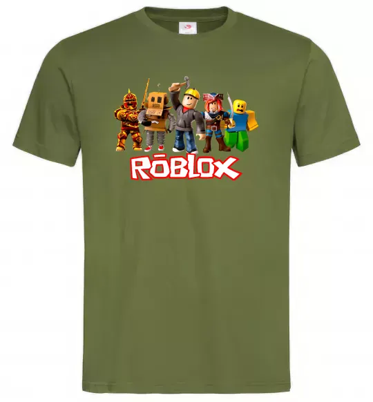 Мужская футболка Роблокс персонажі Оливковый фото