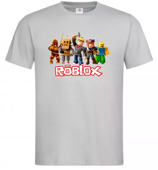 Мужская футболка Роблокс персонажі Серый фото
