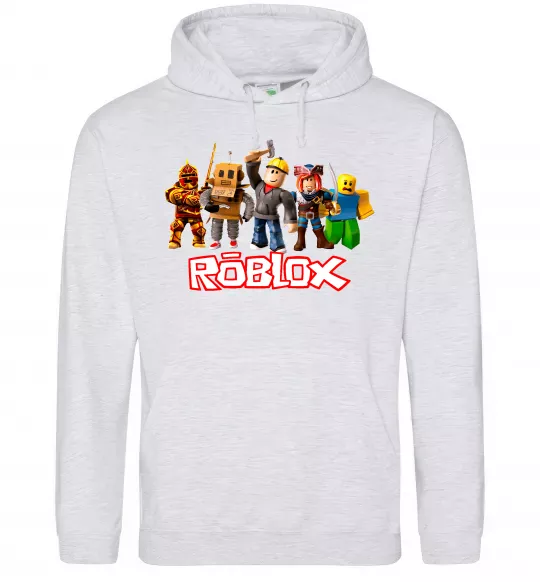Мужская толстовка (худи) Роблокс персонажі Серый меланж фото