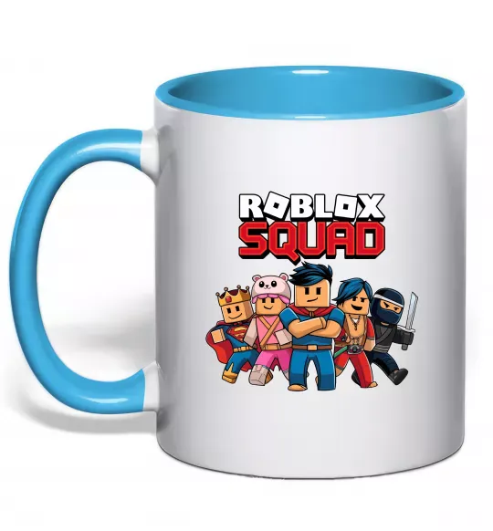 Чашка с цветной ручкой Roblox squad Голубой фото