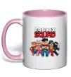 Чашка с цветной ручкой Roblox squad Нежно розовый фото