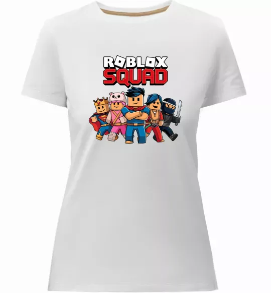 Жіноча преміум футболка Roblox squad Білий фото